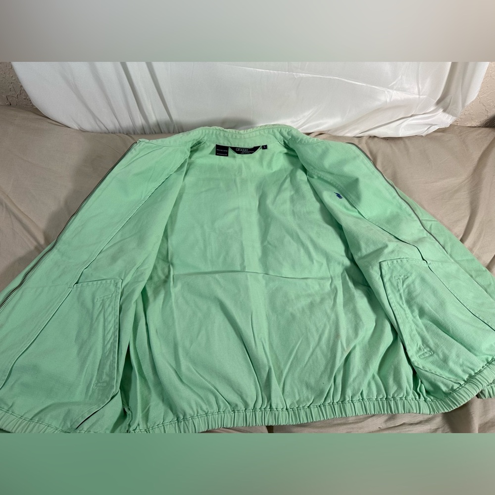 Vintage Polo Ralph Lauren Mint Green Large Full-Zip Harrington 90s USA Made RARE - Picture 12 of 16